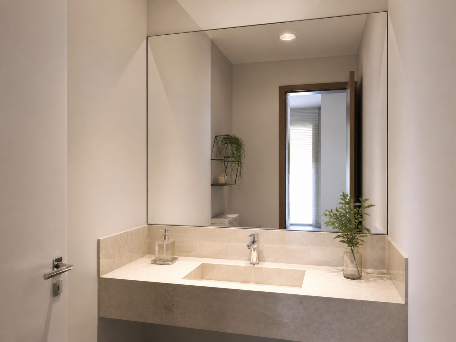 Espelho sob medida instalado em lavabo