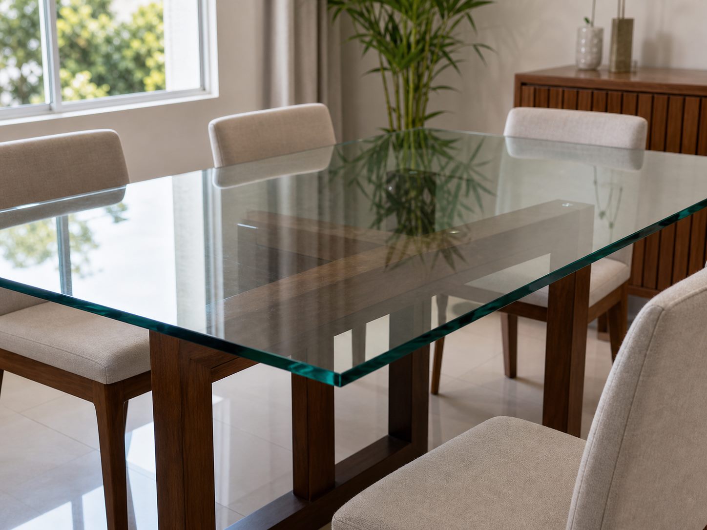 Tampo de mesa em vidro sob medida